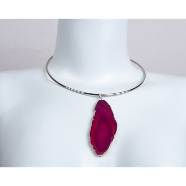 Colar arco com pedra natural pink